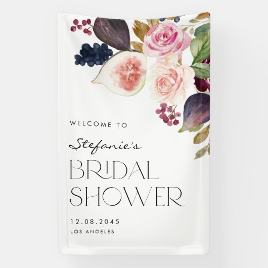 Aquarellbilder und Brautparty Berry Floral Banner (Vertikal)