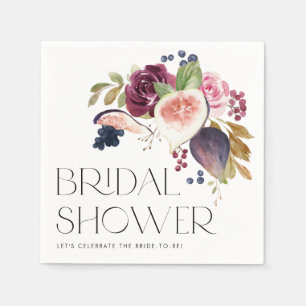 Aquarellbilder und Burgunder-Brautparty Serviette