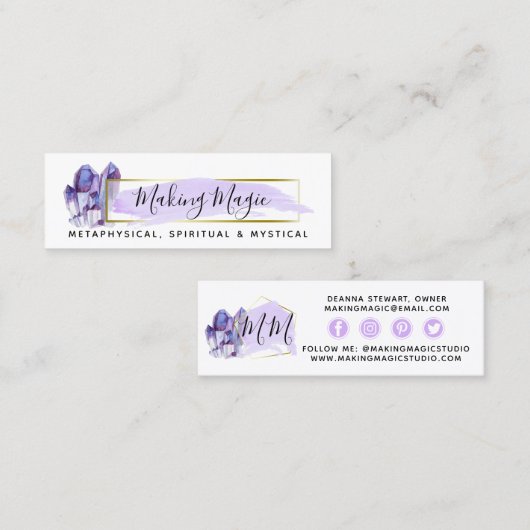 Aquarellbilder und Minimalistische Social Media Mini Visitenkarte (Vorne/Hinten)