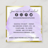 Aquarellbilder und Minimalistische Social Media Quadratische Visitenkarte (Rückseite)