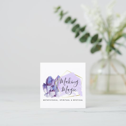 Aquarellbilder und Minimalistische Social Media Quadratische Visitenkarte (Stehend Vorderseite)