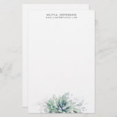 Aquarellbilder und Silbergrün Elegant Briefpapier (Vorne/Hinten)