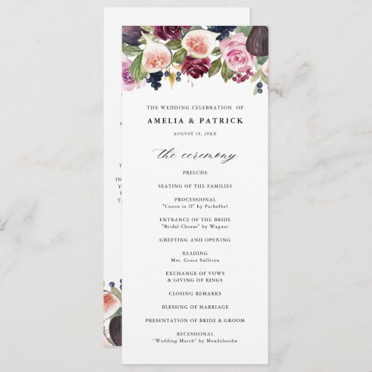 Aquarellbilder und violette Blumen Hochzeit im Her Programm (Vorne/Hinten)