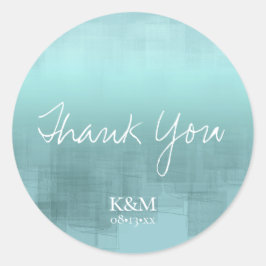 Aquarellbilder Vielen Dank Aquamarin ID774 Runder Aufkleber