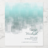 Aquarellbilder Vielen Dank Aquamarin ID774 Weinetikett (Einzelnes Label)