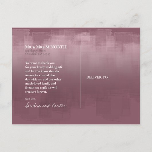 Aquarellbilder Vielen Dank Mauve ID774 Postkarte (Rückseite)