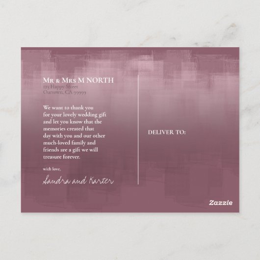 Aquarellbilder Vielen Dank Mauve ID774 Postkarte (Rückseite)