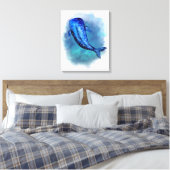 Aquarellbilder von Blauwal Leinwanddruck (Insitu (Schlafzimmer))