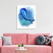 Aquarellbilder von Blauwal Leinwanddruck (Insitu (Wohnzimmer))