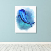 Aquarellbilder von Blauwal Leinwanddruck (Insitu (Holzboden))