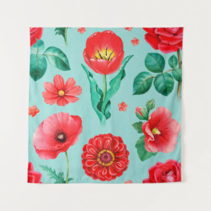 Aquarellbilder von roten Blume. nahtlos Wandteppich