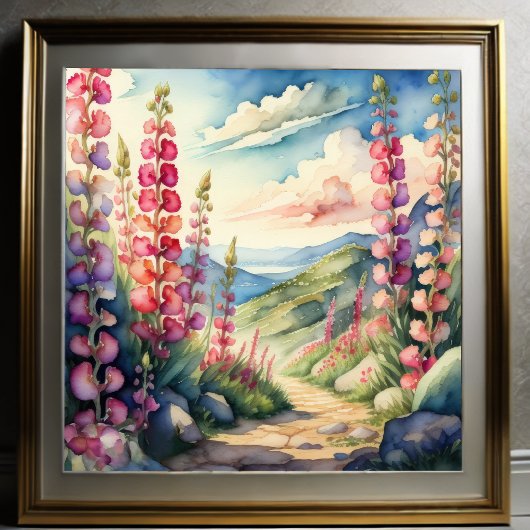 Aquarellbilder von Snapdragon Landschaft Poster