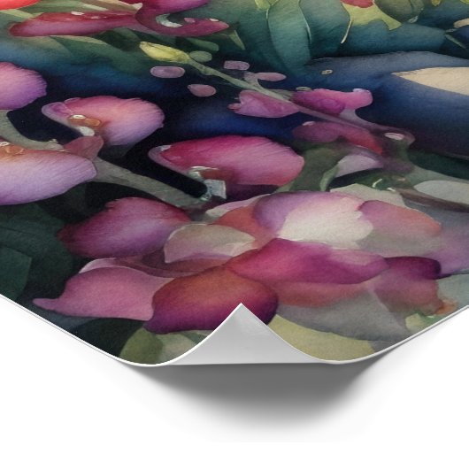 Aquarellbilder von Snapdragon Landschaft Poster (Ecke)