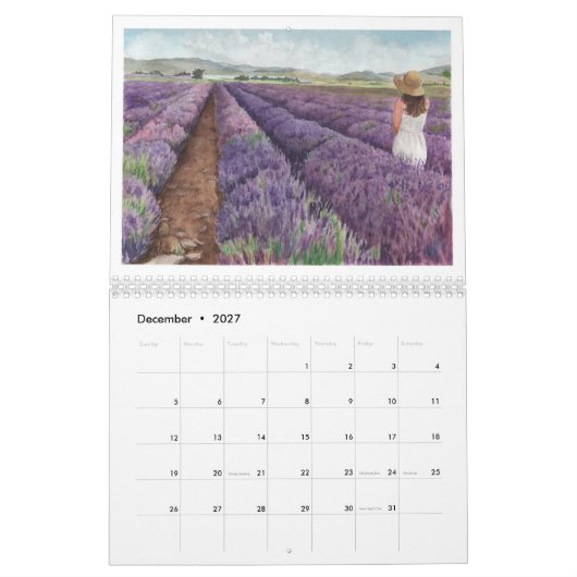 Aquarellbilder von YL Lavender & More Calendar Kalender (Dez 2027)