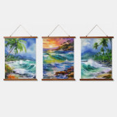 Aquarellbilder Wandteppich Mit Holzrahmen (Dreifach)