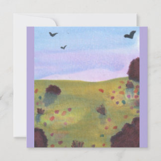 Aquarellbilder Weide Landschaft Vögel Einladung