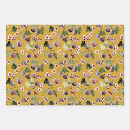 Aquarellbilder Weiß und Gelb Ocker und Rot Geschenkpapier Set (Vorderseite 2)