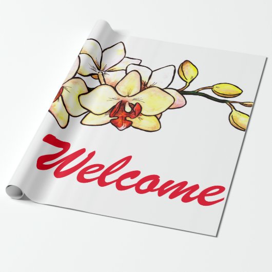 Aquarellbilderflor orchid gelbe Blüten Geschenkpapier (Ungerollt)