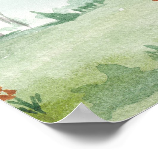 Aquarellbilderwald. Kinder Poster (Ecke)