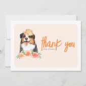 Aquarellbinderkollie Peach Blume Geburtstag Dankeskarte (Vorderseite)