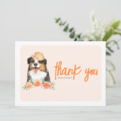 Aquarellbinderkollie Peach Blume Geburtstag Dankeskarte (Stehend Vorderseite)