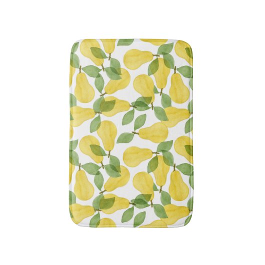 Aquarellbirnen: Handgemalt Badematte (Vorderseite Vertikal)