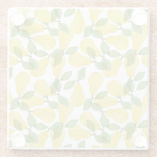 Aquarellbirnen: Handgemalt Glasuntersetzer (Rückseite)