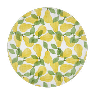 Aquarellbirnen: Handgemalt Schneidebrett