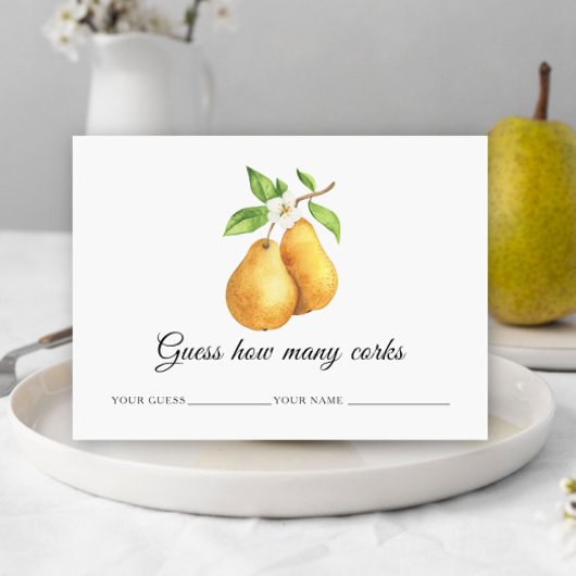 Aquarellbirnen Raten Sie, wie viele Korken Bridal- Begleitkarte
