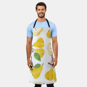 Aquarellbirnen Vintages Fruchtmuster Schürze (Getragen)