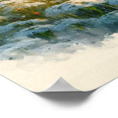 Aquarellbison Weiße Wildblumen Poster (Ecke)