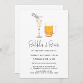 Aquarellbläschen & Brause Babydusche Einladung (Vorne/Hinten)