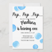 Aquarellbläschen Pop Pop Pop Geburtstag Einladung (Vorderseite)