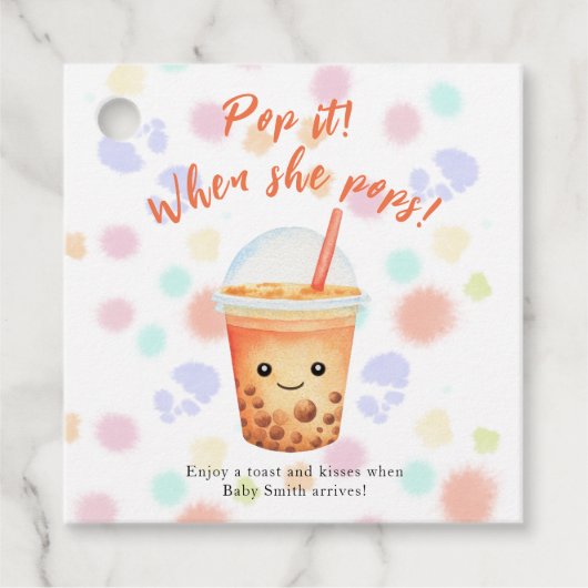 Aquarellblase Tee Pop! Wenn sie Pop! Geschenkanhänger (Vorderseite)