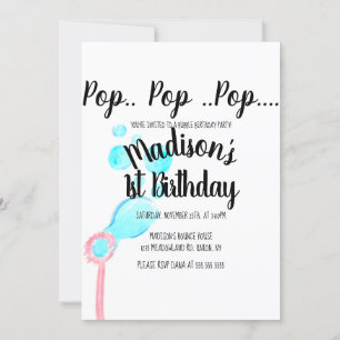 Aquarellblase Wand Pop Pop Pop Geburtstag Einladung