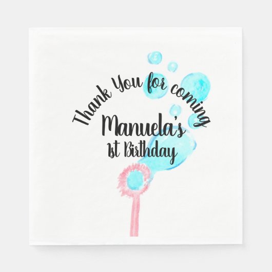 Aquarellblase Wand Pop Pop Pop Geburtstag Serviette (Vorderseite)
