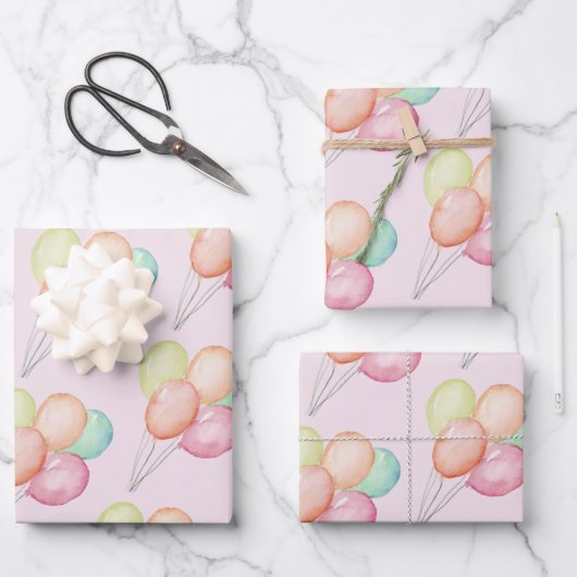 Aquarellblasen Rosa Geschenkpapier Set (Vorderseite)