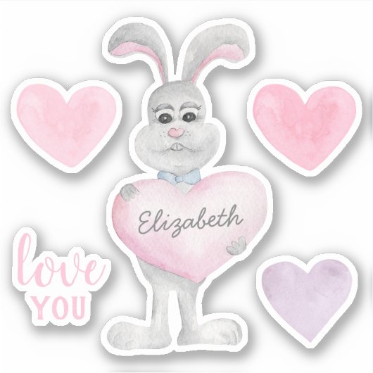 Aquarellblasen und Herz. Valentinstag Liebe Aufkleber (Vorderseite)