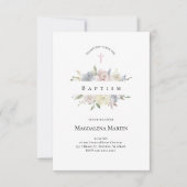 Aquarellblasse Blume Taufe Einladung (Vorderseite)