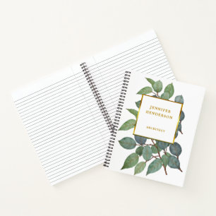 Aquarellblätter elegantes Gold professionell Notizblock