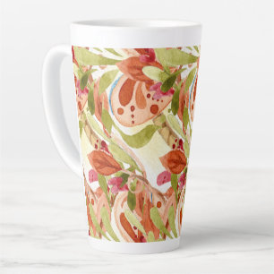 Aquarellblätter Rosa und Salbeigrün Milchtasse
