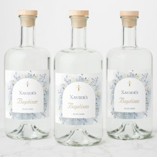 Aquarellblätterung Taufe Alkoholflaschenetikett