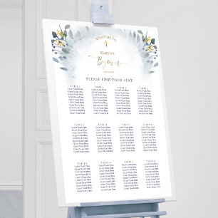 Aquarellblätterung Taufe Sitzkarte Poster