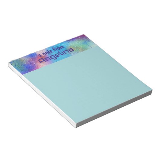 Aquarellblau aquamarin grüner Splint blauer Buchst Notizblock (angewinkelt)