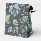Aquarellblau auf dunkelgraue Blüte Geschenkschachtel (Rückseite)