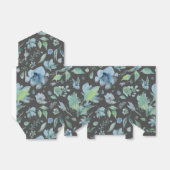 Aquarellblau auf dunkelgraue Blüte Geschenkschachtel (Ungefaltet)