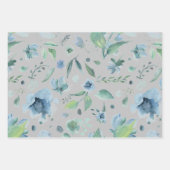 Aquarellblau auf grauem Blumenstrauß Geschenkpapier Set (Vorderseite 2)