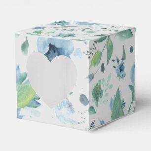 Aquarellblau auf hellgrauem Blumenmuster Geschenkschachtel