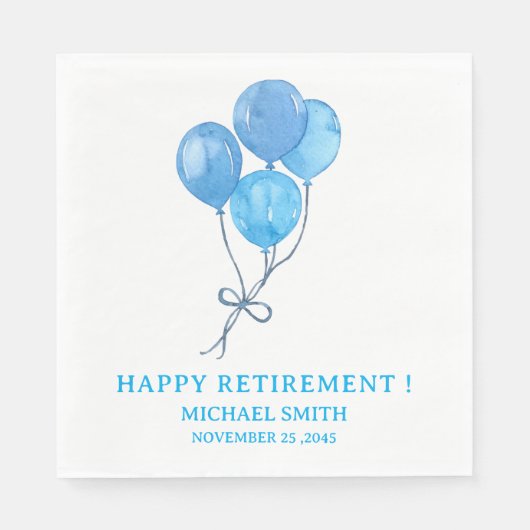 Aquarellblau-Balloons Pensionskapital Party Napkin Serviette (Vorderseite)