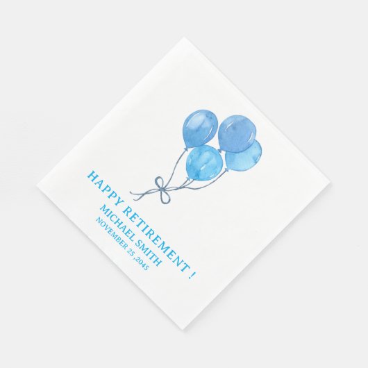 Aquarellblau-Balloons Pensionskapital Party Napkin Serviette (Ecke)